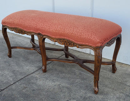 Window fruitwood carved bench Louis xv style