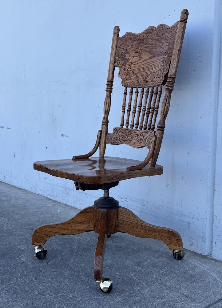 Antique Pressed Back Oak Steno Chair