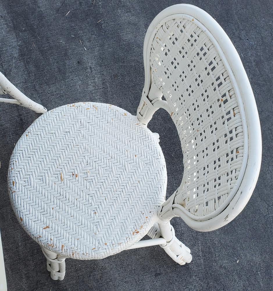 white wicker desk with chair