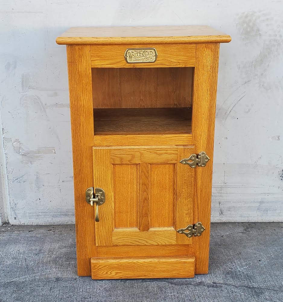 White Clad oak Ice Box/ nightstand /end/ side table storage cabinet
