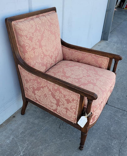 Pink dark wood bergere armchair antique/vintage