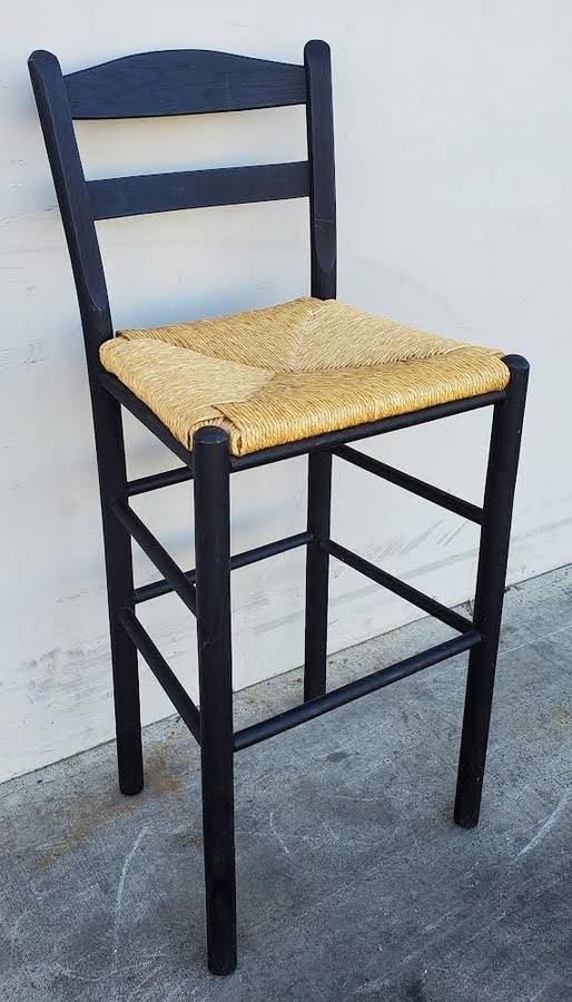 Bar stool black wicker seat
