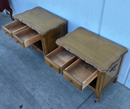 Pair French Bleached Oak Bedside Cabinets nightstands