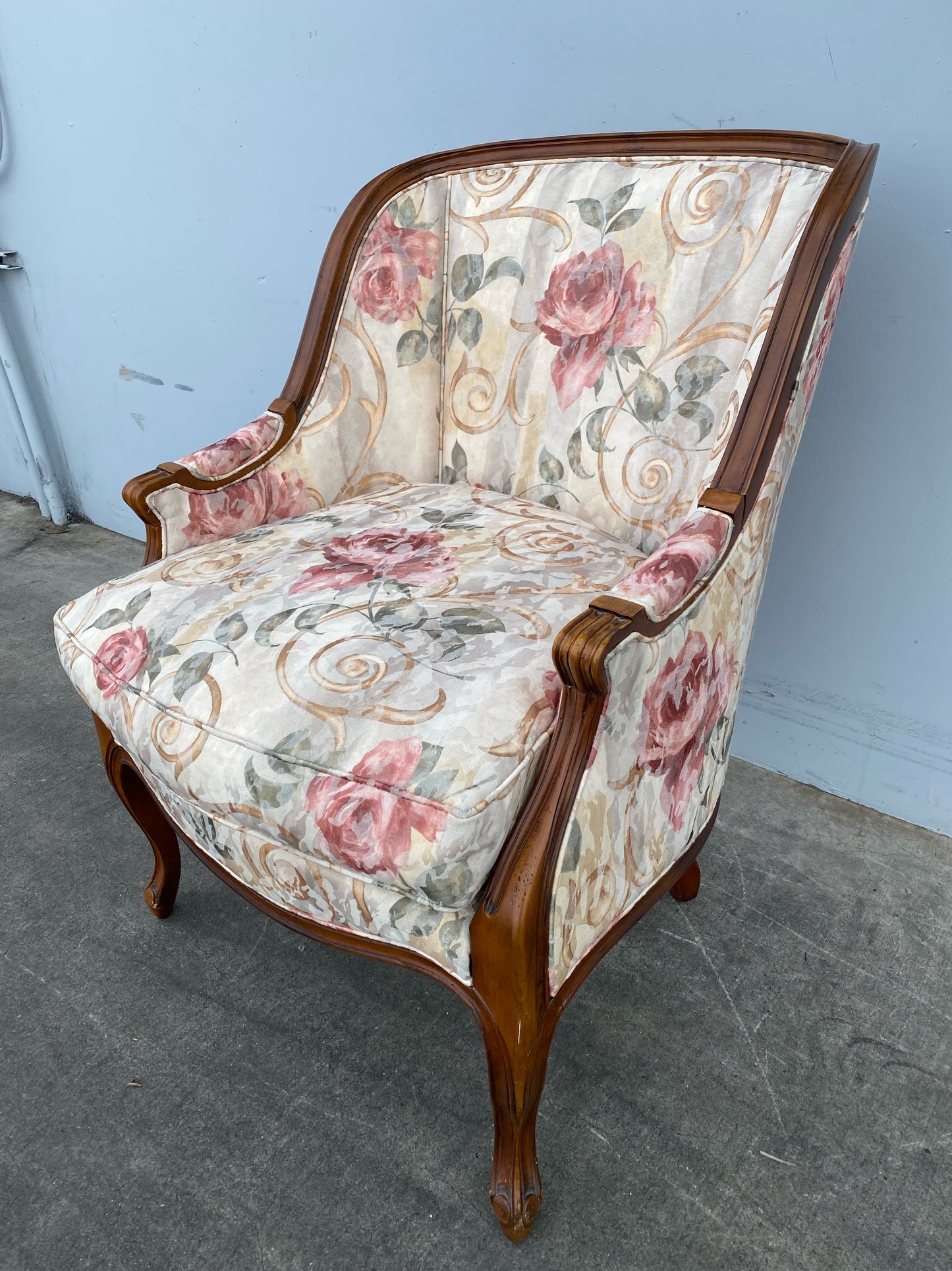 antique/ vintage floral armchair french bergere style