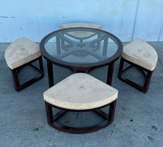 Round Glass Table with 4 chairs Modern Cocktail
