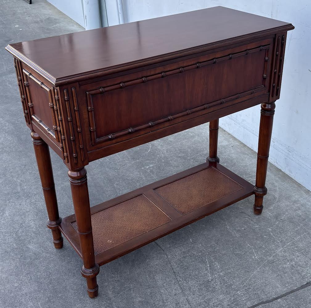 Vintage Ethan Allen Faux Bamboo/Solid Wood Entry Table Console Table