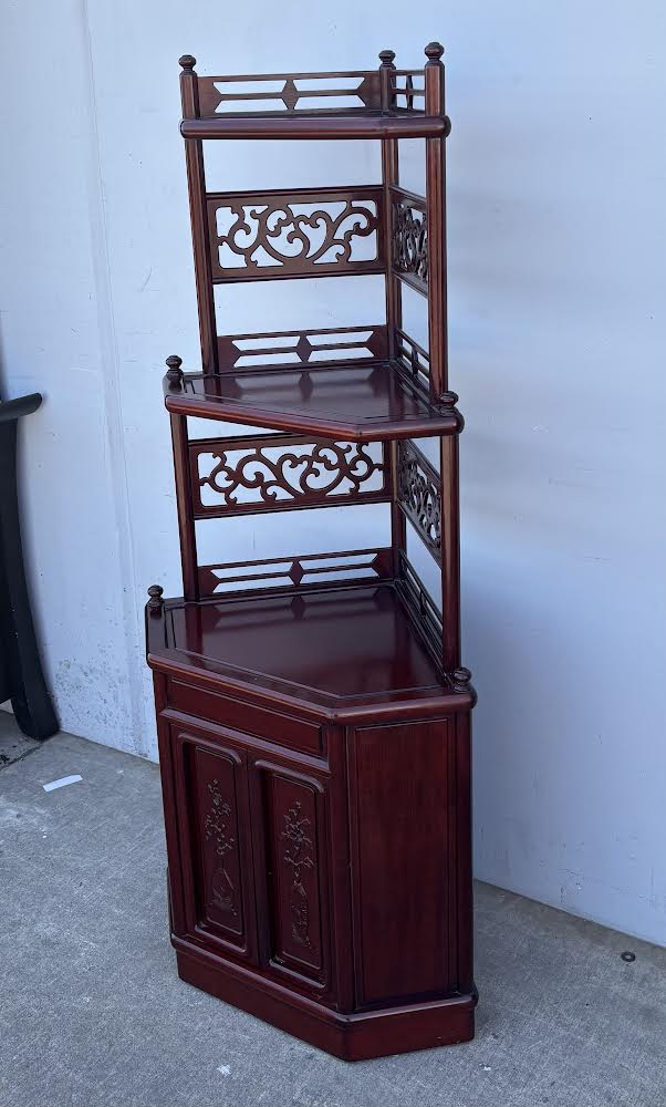 Chinese Inspired Corner Etagere / stand/ shelf Cabinet