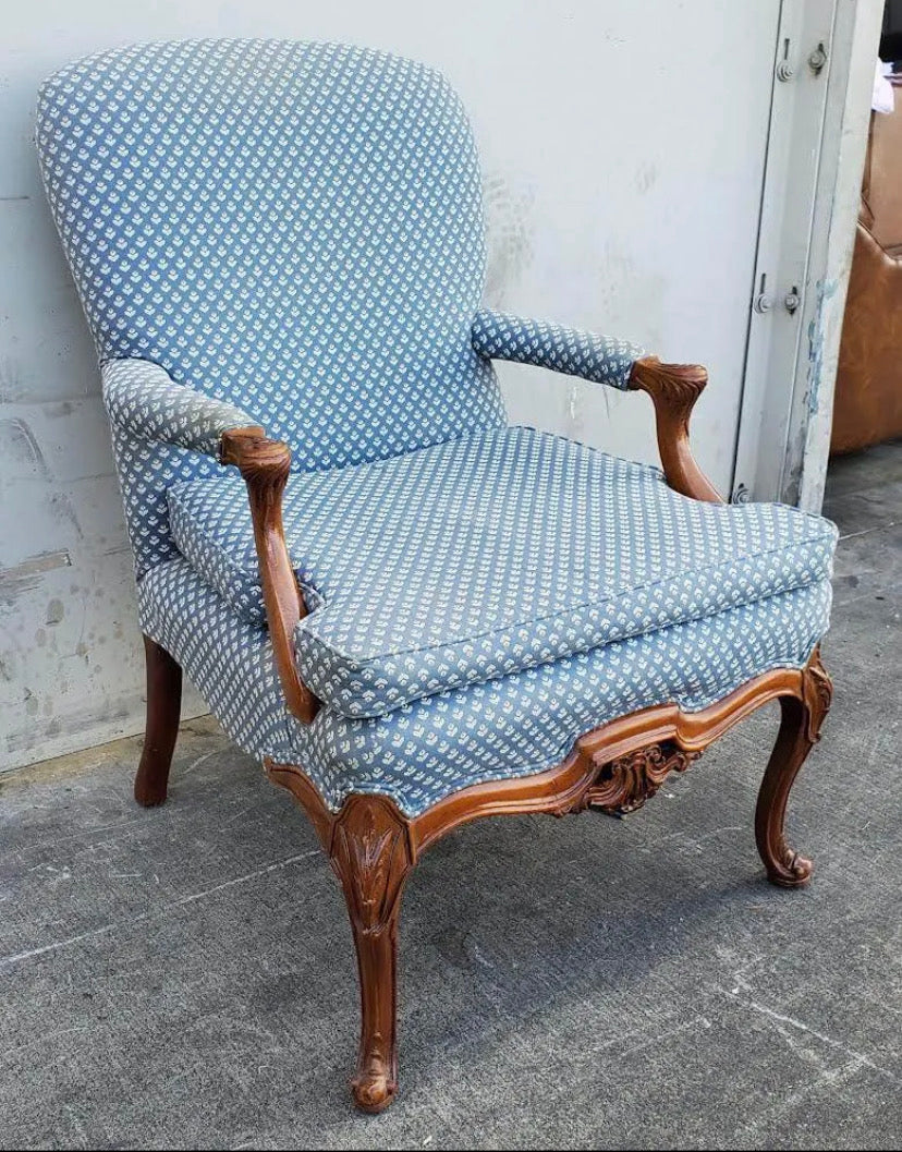 Antique/vintage French style blue armchair