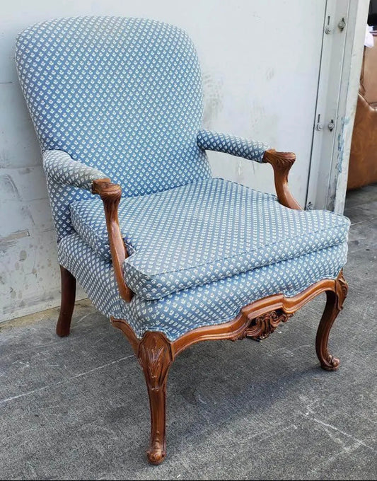 Antique/vintage French style blue armchair