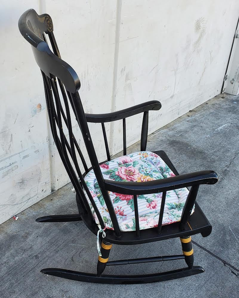 Nichols & Stone black floral rocking chair