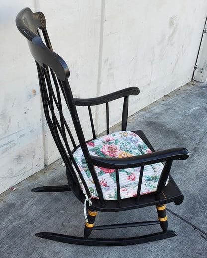 Nichols & Stone black floral rocking chair