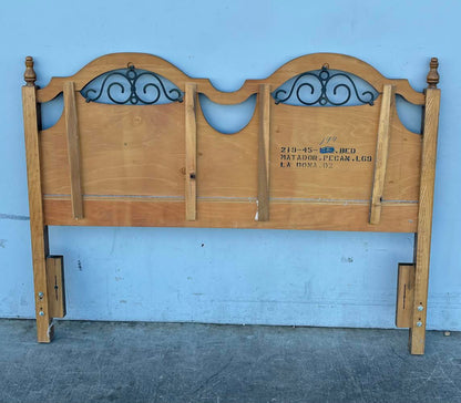 60.5” Antique Wood Carved Headboard matador pecan