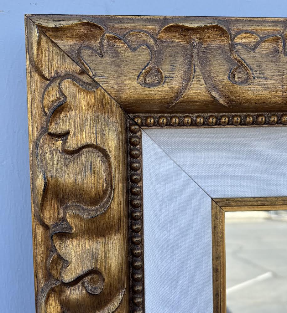 Vintage Large Mcm Wood
Carved Mirror