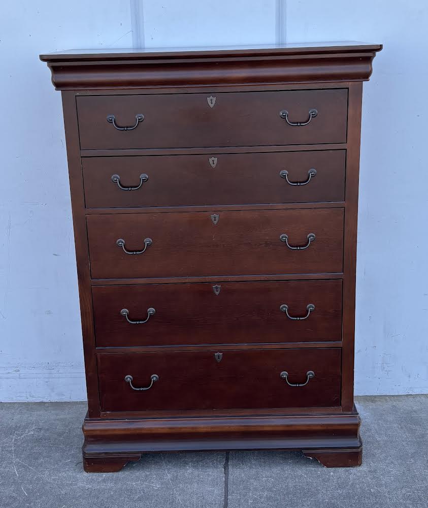 Bassett Tall Cherry Dresser Dark Wood