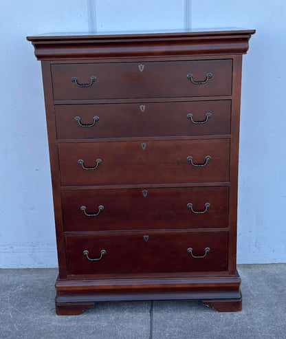 Bassett Tall Cherry Dresser Dark Wood