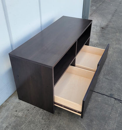 tv stand cabinet 2 drawers dark wood