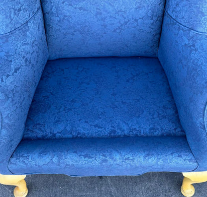 Pair of Vintage Blue Wingback Armchairs