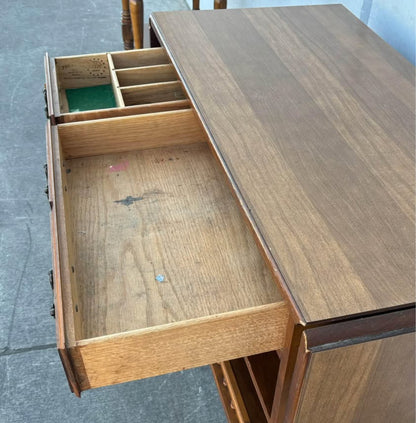 Dark Wood Kitchen Buffet Cabinet on Wheels