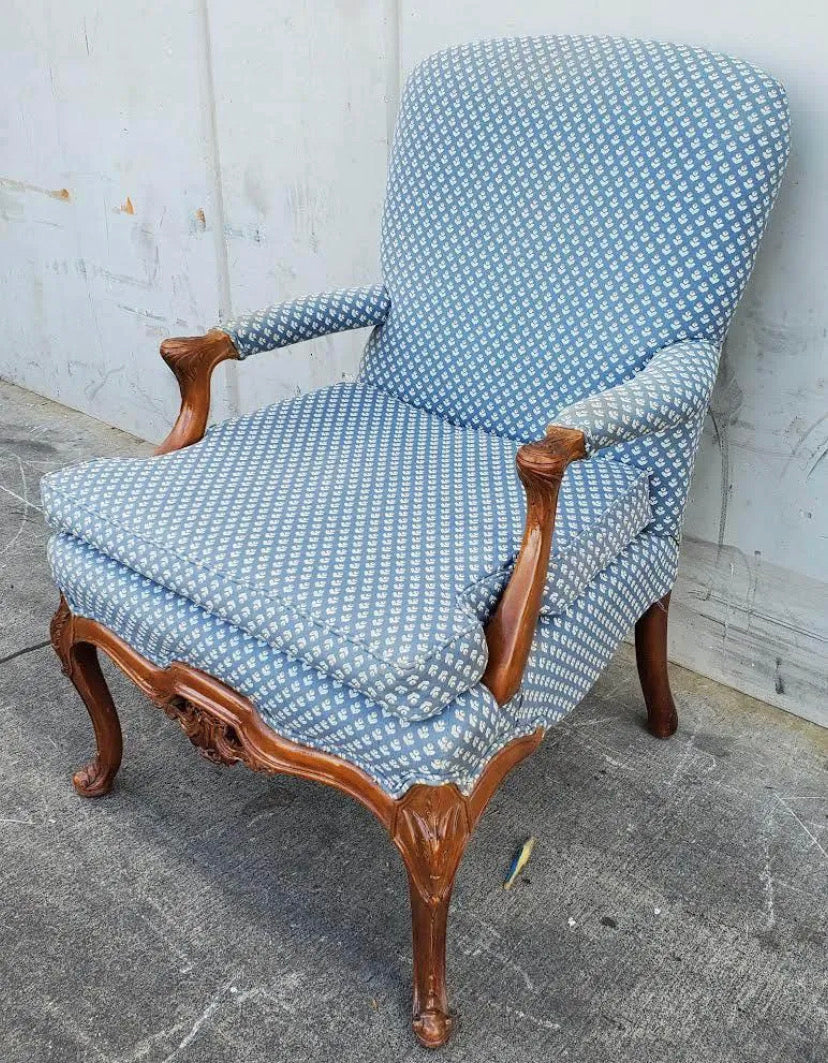 Antique/vintage French style blue armchair