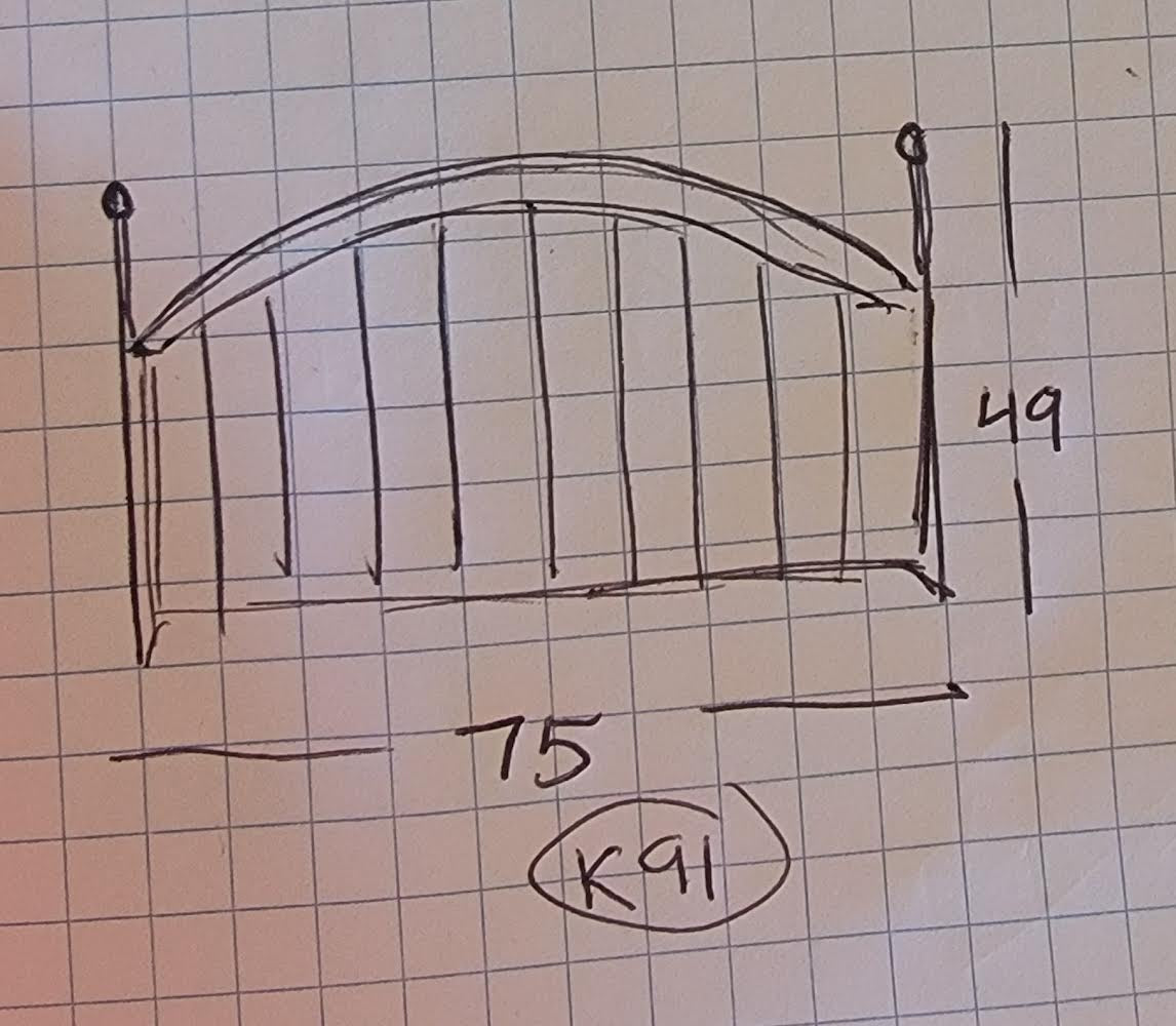 King size white/gold metal headboard