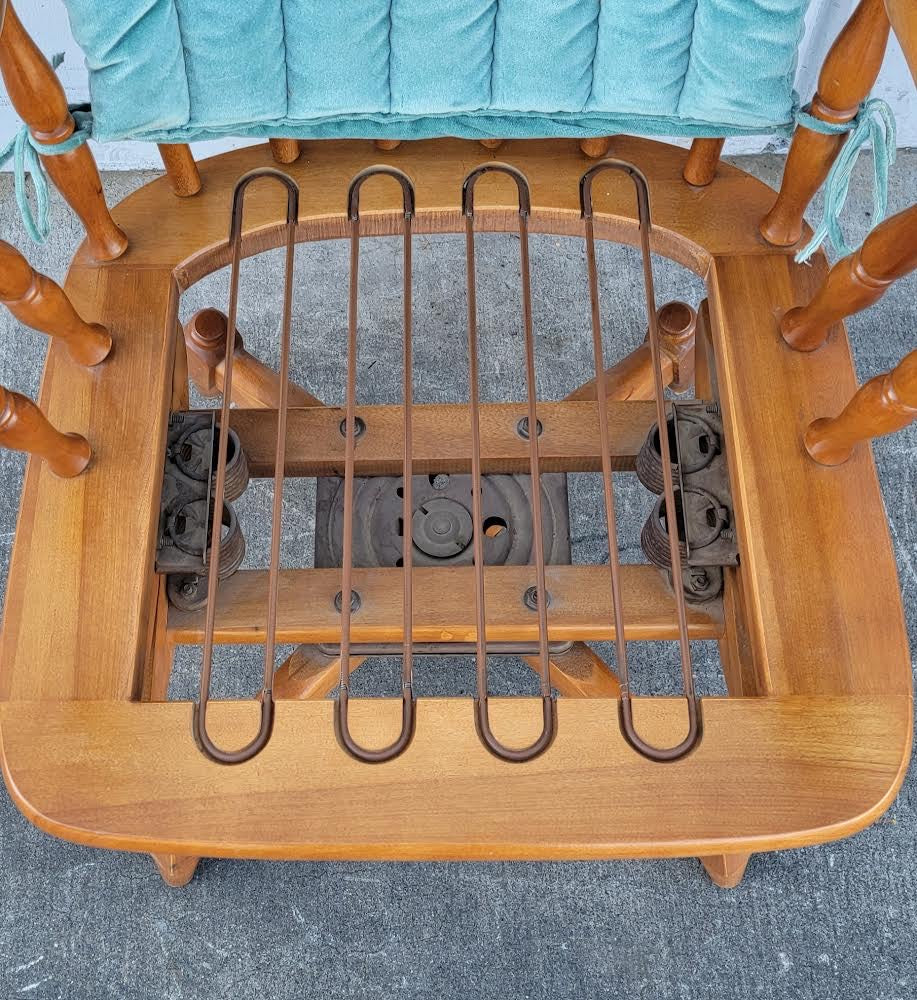 Antique/vintage blue cushion platform rocking chair