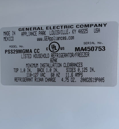 GE profile arctica white side by side refrigerator