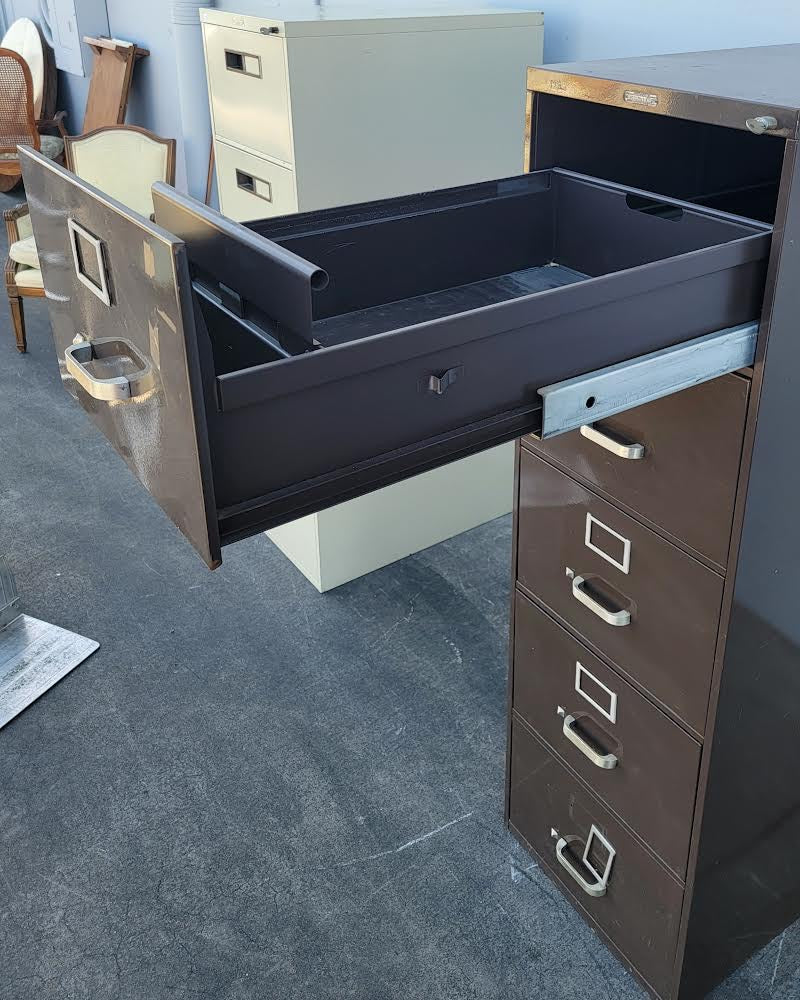 McDowell & Craig brown vertical file cabinet with key