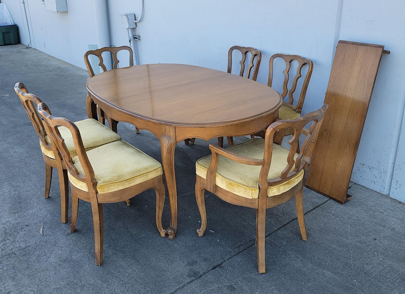 Vintage Dining Set wood oval French provincial table and 6 chairs