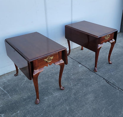 bassett solid cherry pembroke drop leaf end/side tables (2)