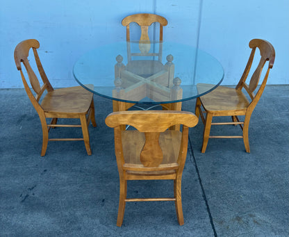 Dining set round table with 4 chairs
