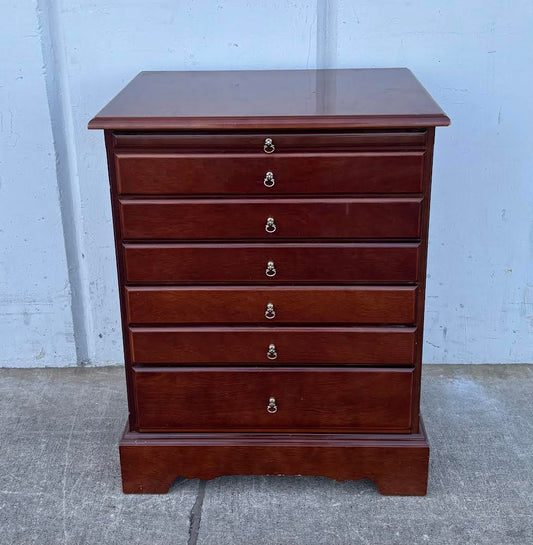 Tall Side Table Jewelry Armoire Dark Wood Cherry