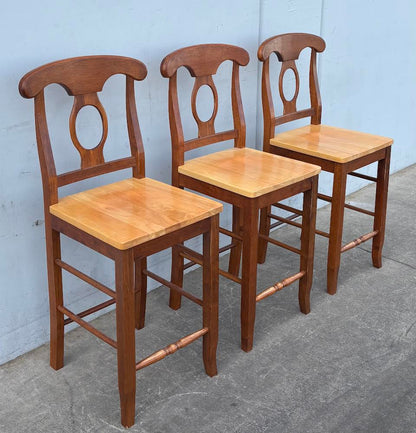 Eleanor Napoleon Back Wood Counter Chair Bar Stools Made in Malaysia