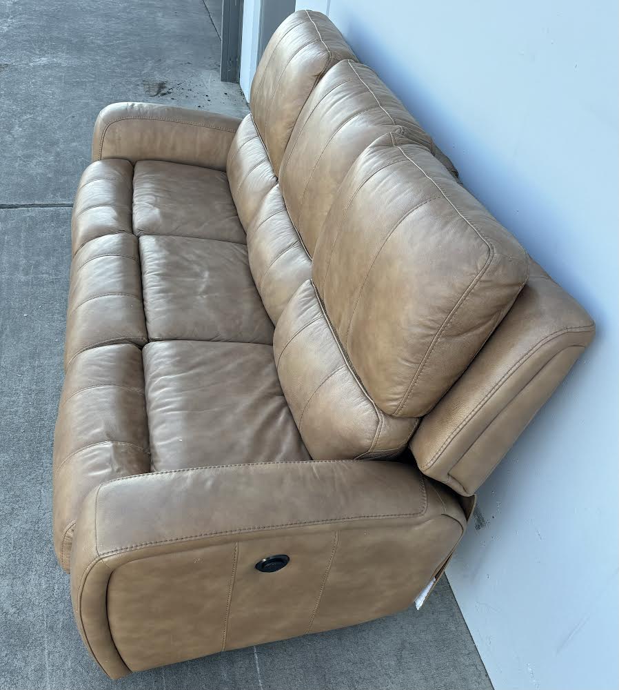 Light Brown Leather Reclining Sofa