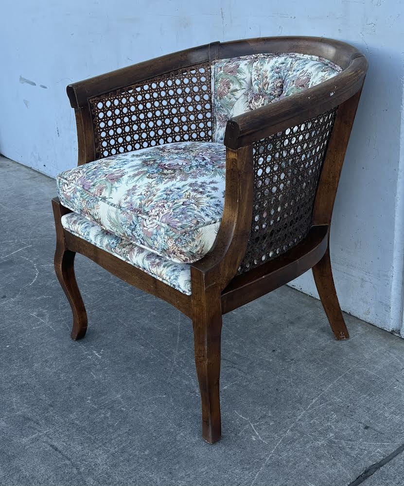 Vintage Cane Chair Floral Cushion