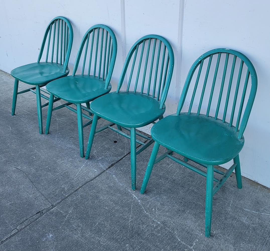 Blue/green 4 dining side chairs