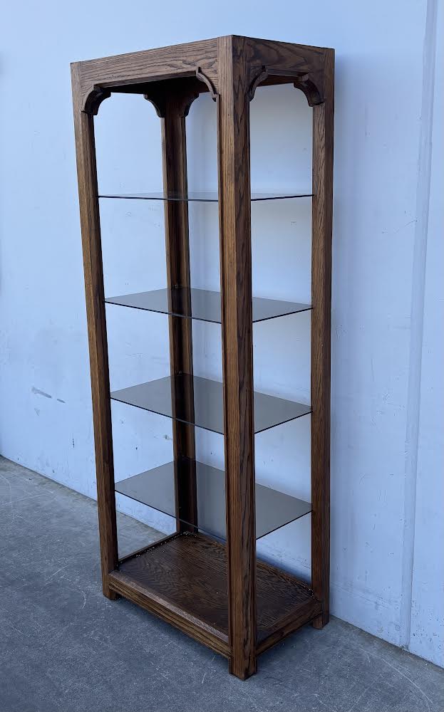 Vintage Wood Glass Curio Cabinet Display Shelves