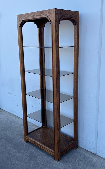 Vintage Wood Glass Curio Cabinet Display Shelves