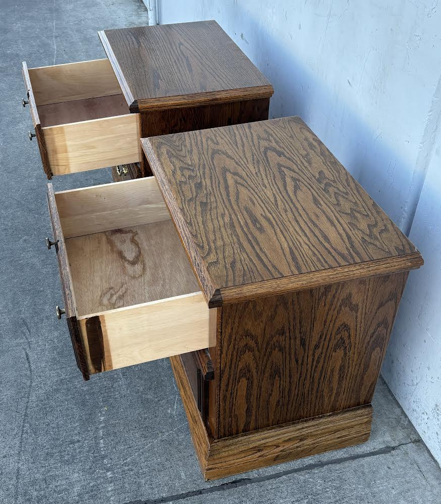 Matching 2 Drawer Wooden Night Stands