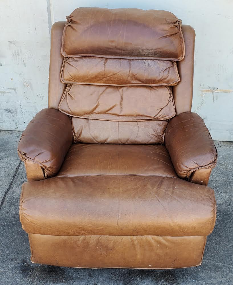 brown faux leather recliner armchair