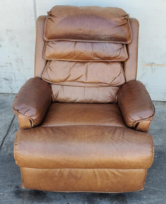 brown faux leather recliner armchair