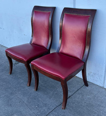 French Forties Deco Style Matching Chairs Red Leather Vintage
