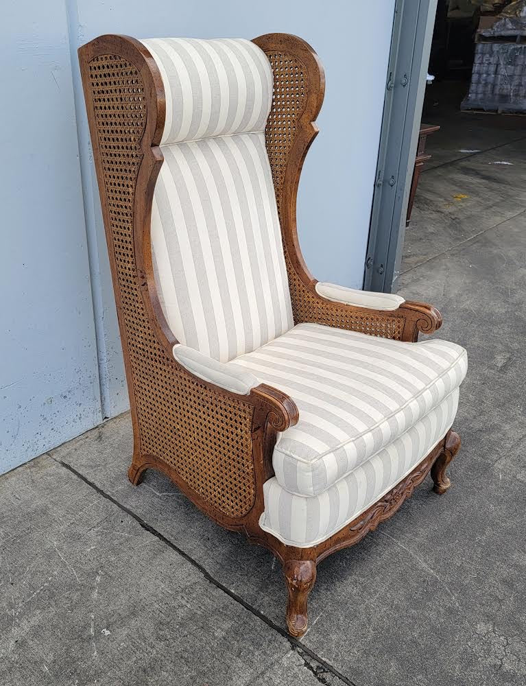wicker/cane/rattan striped armchair vintage