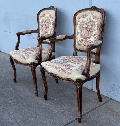 Vintage/ antique French style dining arm chairs needlepoint floral