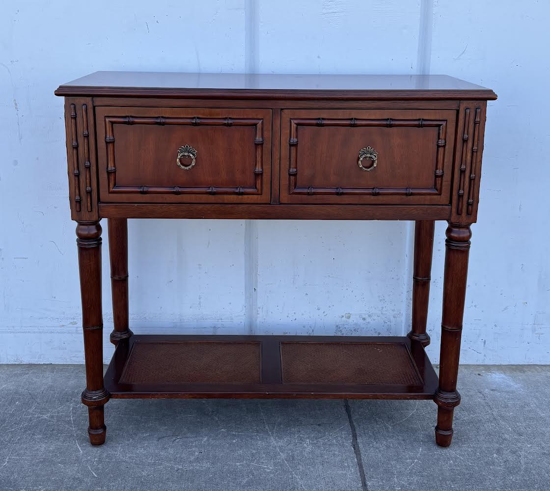 Vintage Ethan Allen Faux Bamboo/Solid Wood Entry Table Console Table
