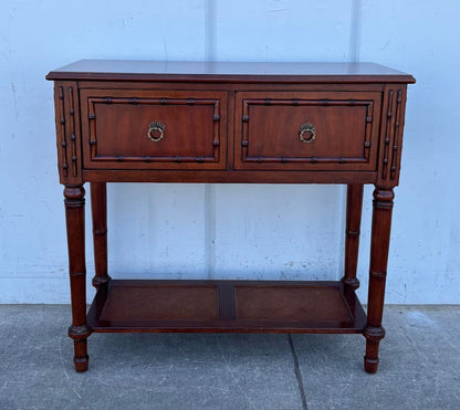 Vintage Ethan Allen Faux Bamboo/Solid Wood Entry Table Console Table