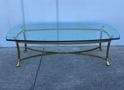 Vintage Brass & Glass Coffee Table Mid Century Style