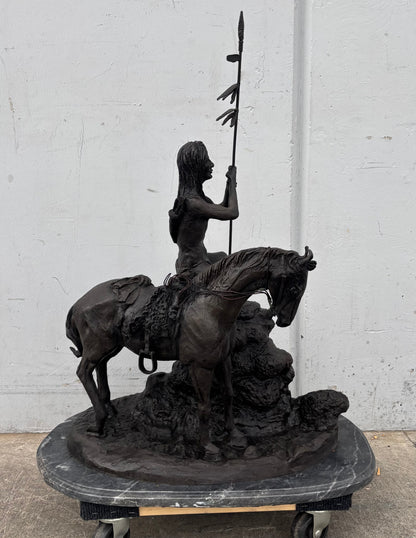 bronze statue After Marshall Mitchell: old coon foot and young brave