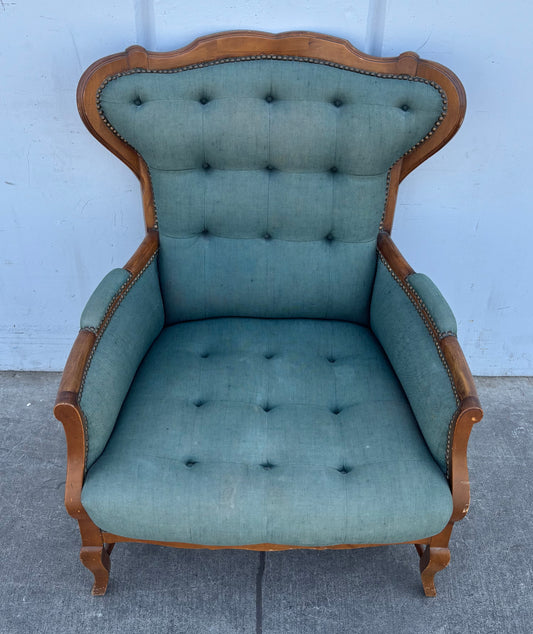 Victorian Carved Wood Button Parlor Chair