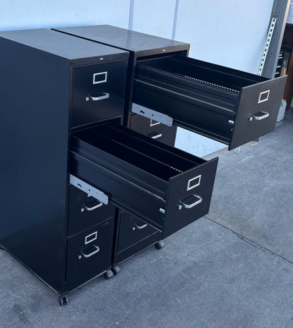 Hon 2 black file cabinets 4 drawer on wheels