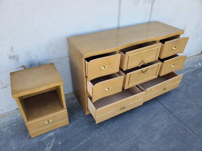 Light wood/blonde dresser and nightstand set
